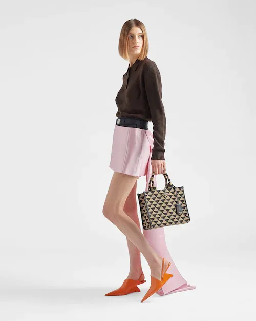 PP Small Symbole embroidered fabric handbag