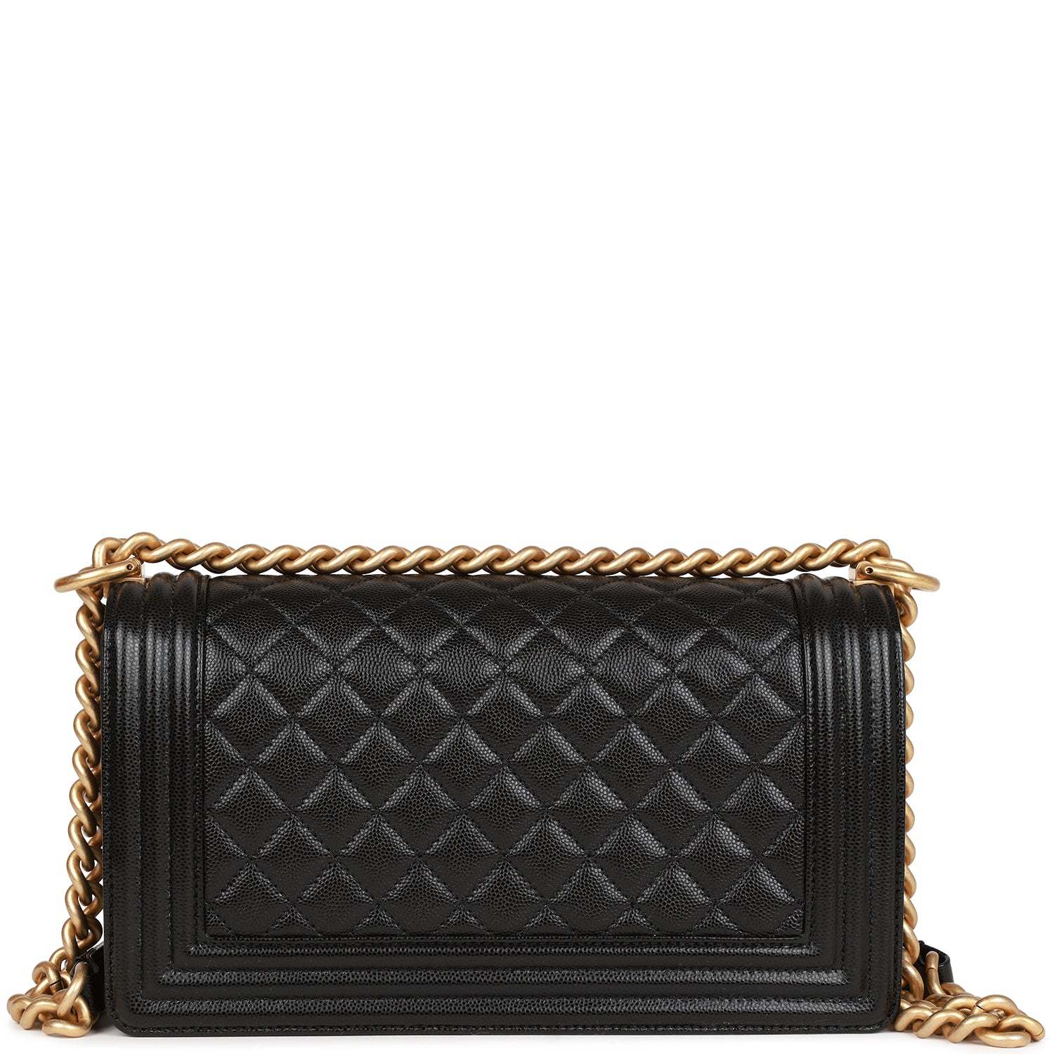 CC Medium Boy Bag Black Caviar Antique Gold Hardware