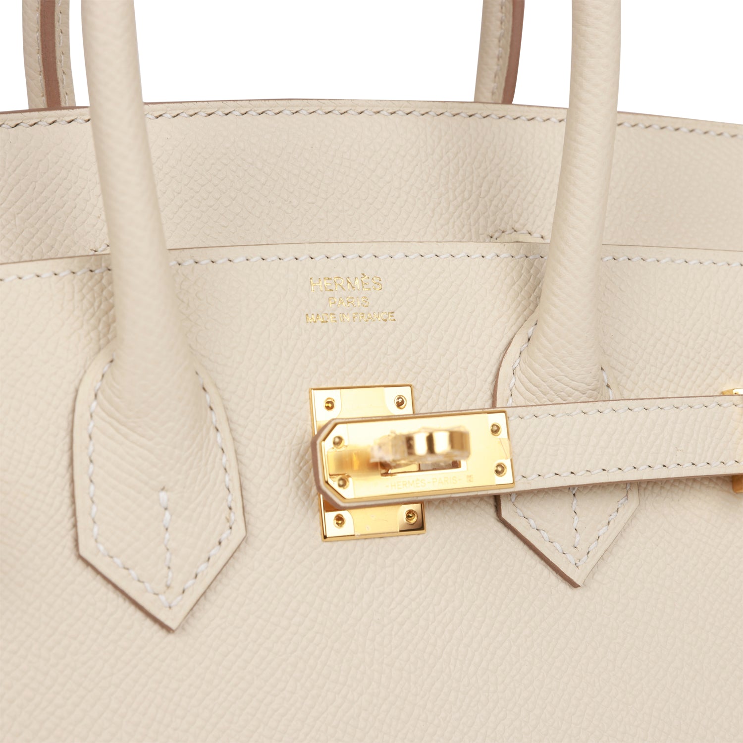 H Birkin Sellier 25 Craie Epsom Gold Hardware