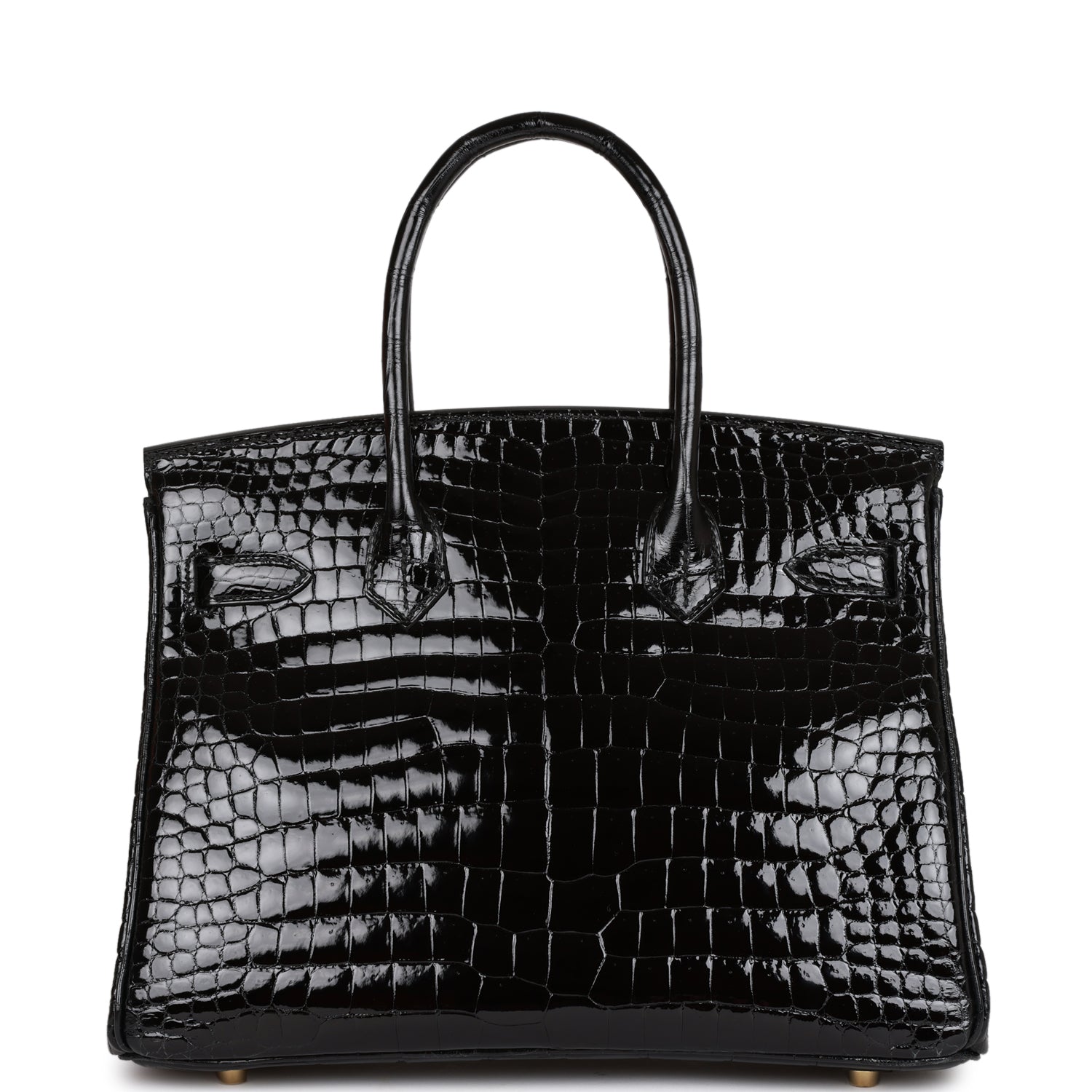 H Birkin 30 Black Shiny Niloticus Crocodile Gold Hardware