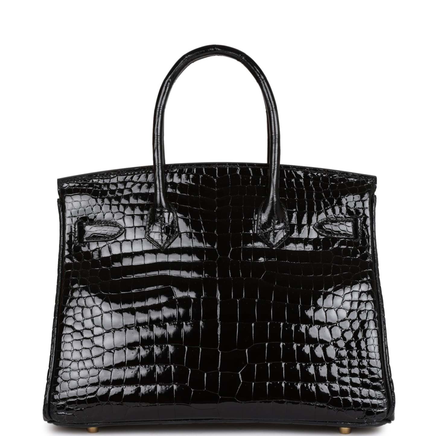 H Birkin 30 Black Shiny Niloticus Crocodile Gold Hardware