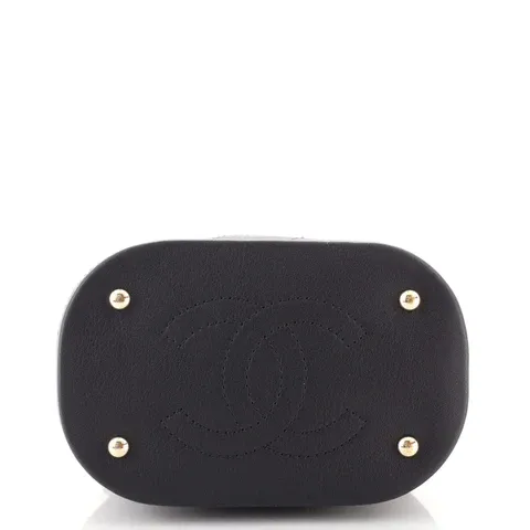 CC Drawstring Bucket Bag Quilted Calfskin Mini