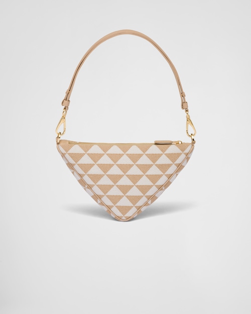 Embroidered fabric mini-bag - Beige/Chalk White