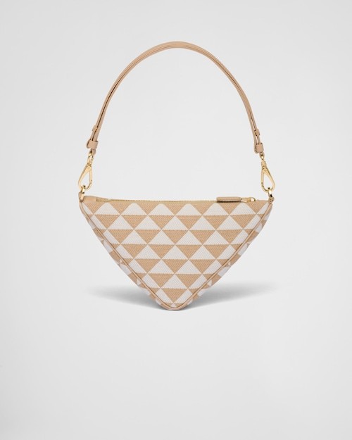 Embroidered fabric mini-bag - Beige/Chalk White