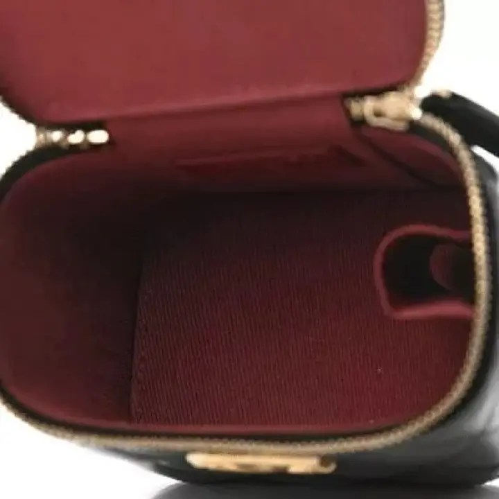 CC Calfskin Quilted Mini Perfect Fit Vanity Case With Chain Black