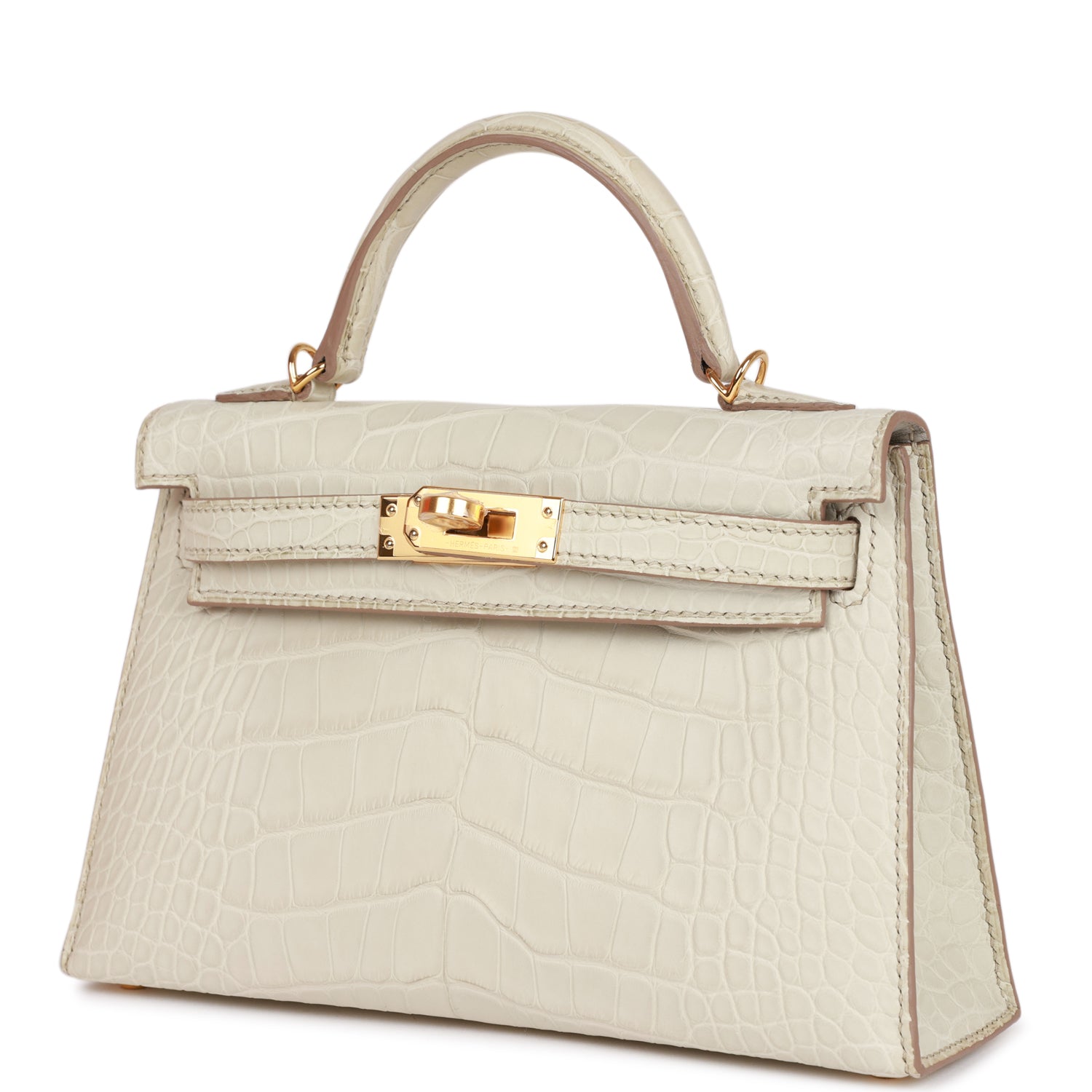 H Kelly Sellier 20cm Beton Matte Alligator Gold Hardware