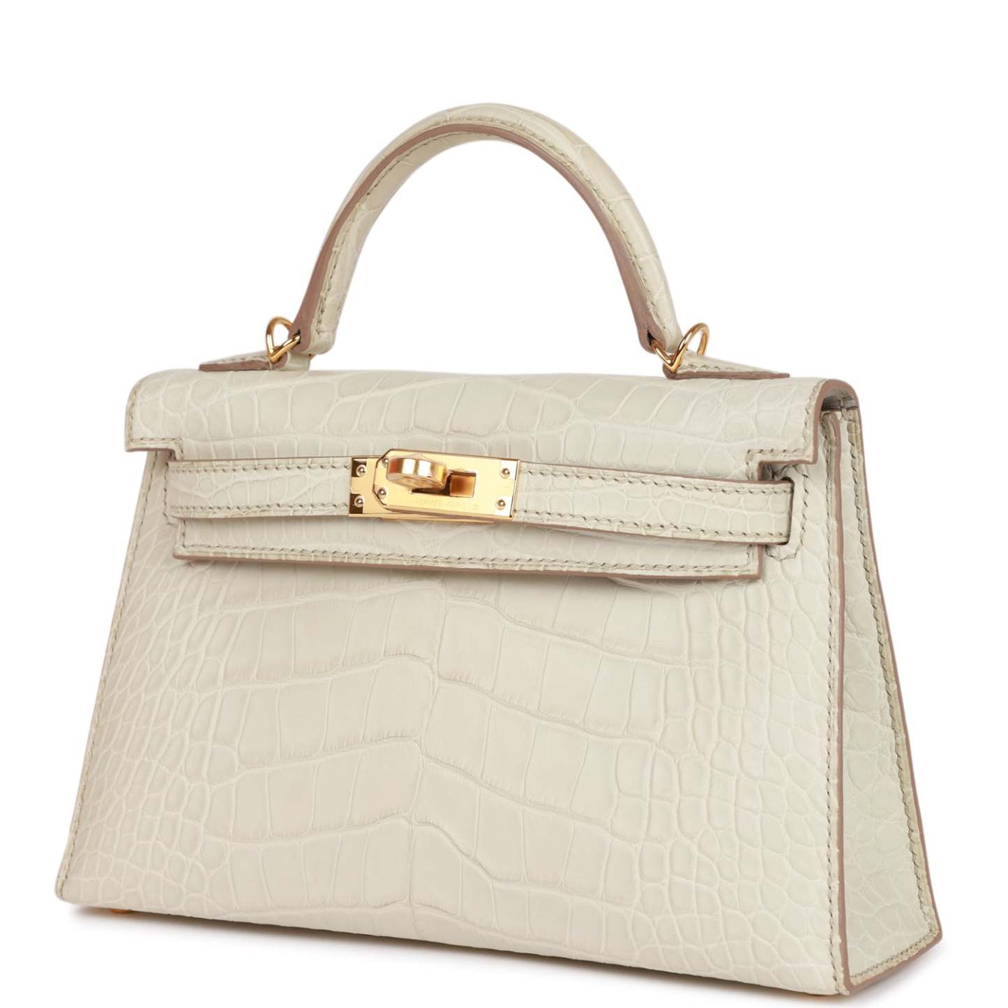 H Kelly Sellier 20cm Beton Matte Alligator Gold Hardware