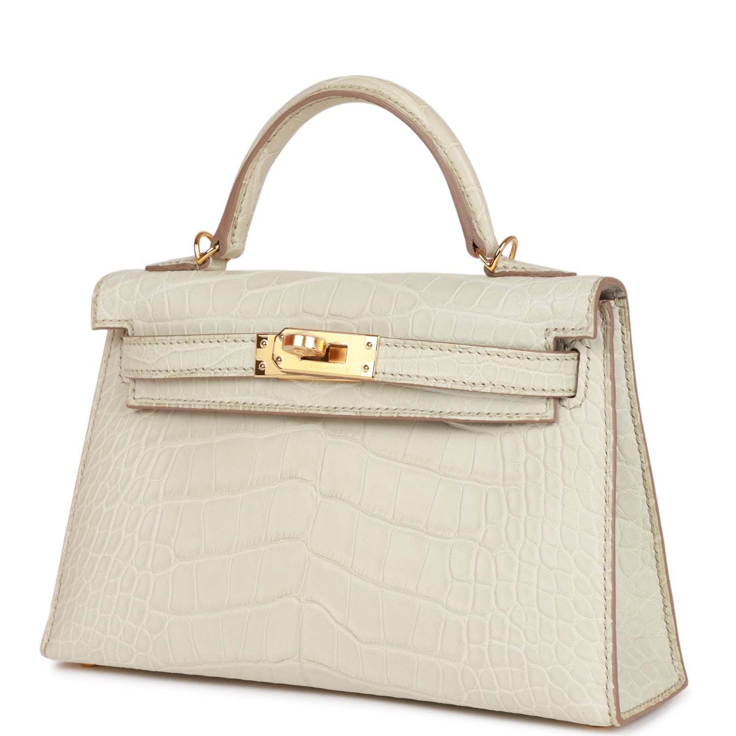 H Kelly Sellier 20cm Beton Matte Alligator Gold Hardware