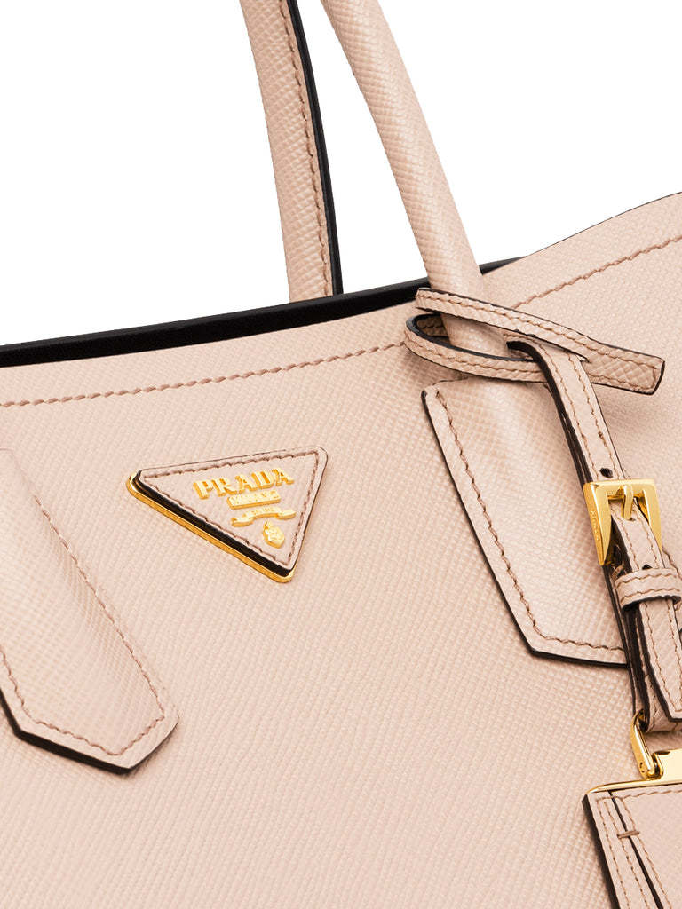 PP Small Saffiano Leather Double PP Bag in Powder Pink