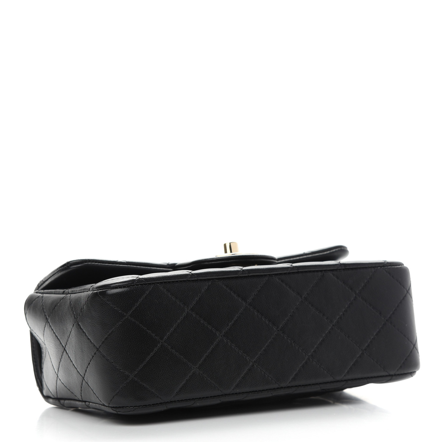 CC Lambskin Quilted Mini Top Handle Rectangular Flap in Black