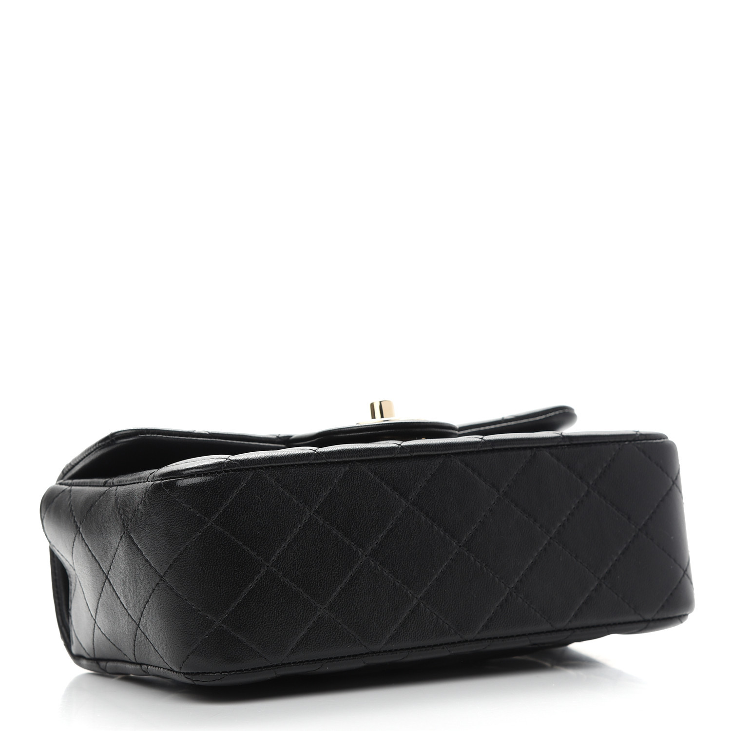 CC Lambskin Quilted Mini Top Handle Rectangular Flap in Black