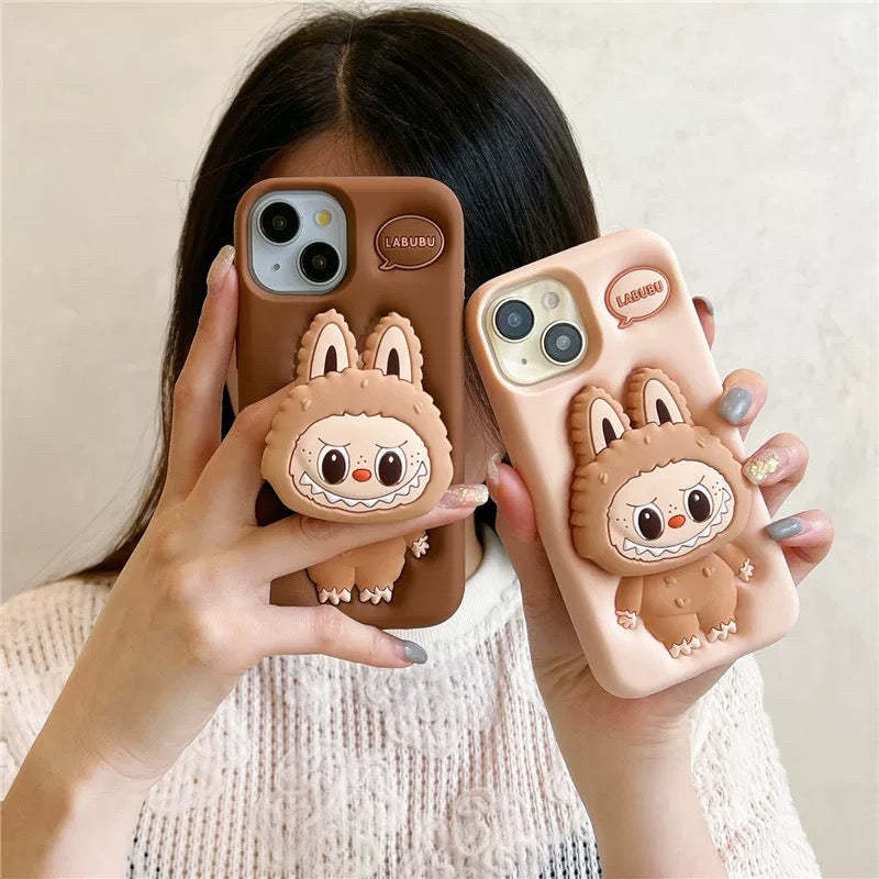 cute-cartoon-labubu-zimomo-silicone-with-stand-brown-pink-iphone-case-8529