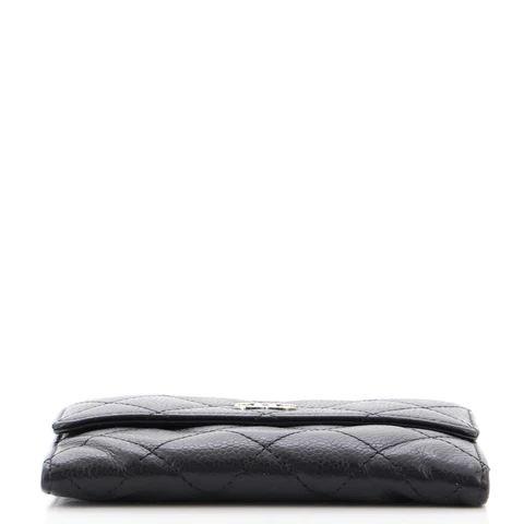 CC Compact Wallet Quilted Caviar
