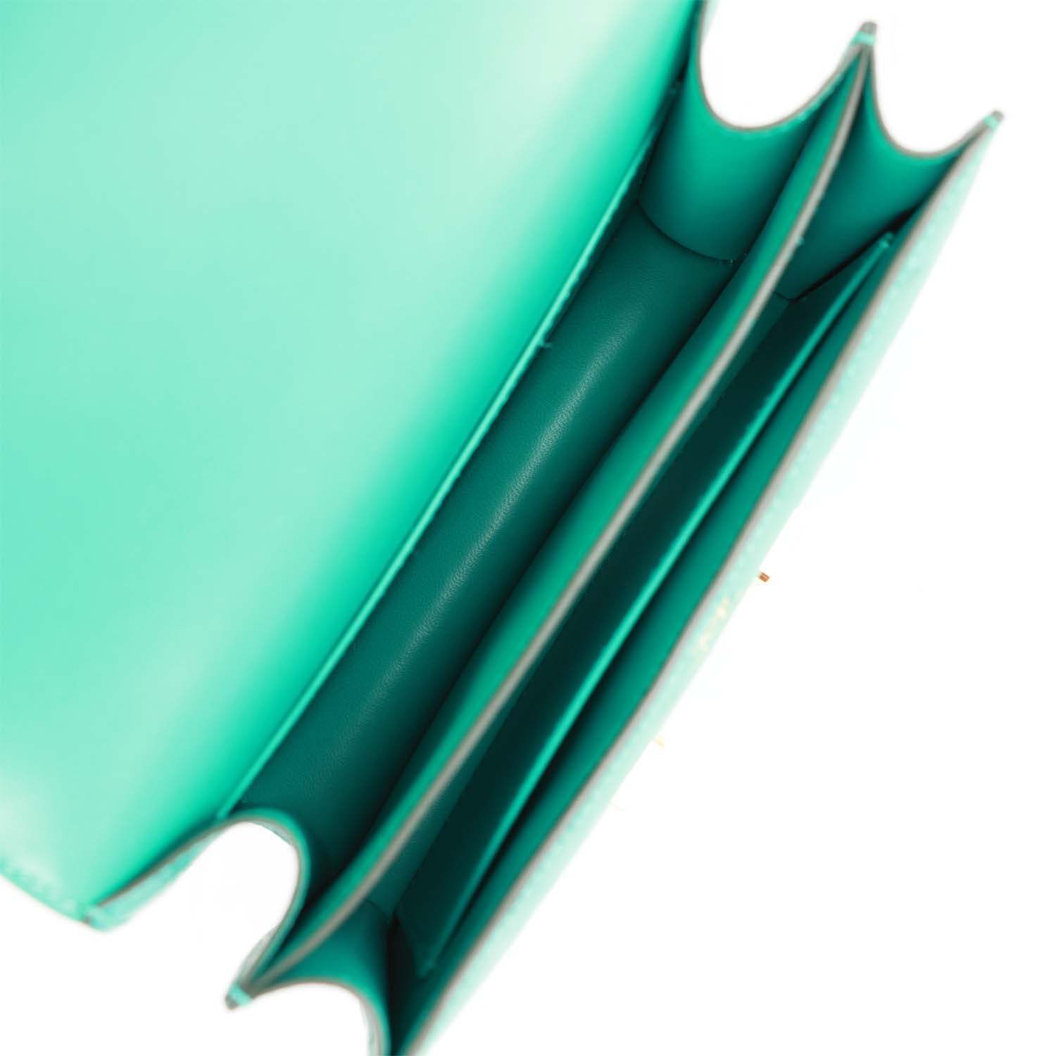 H Constance 18 Vert Verone Ostrich Gold Hardware