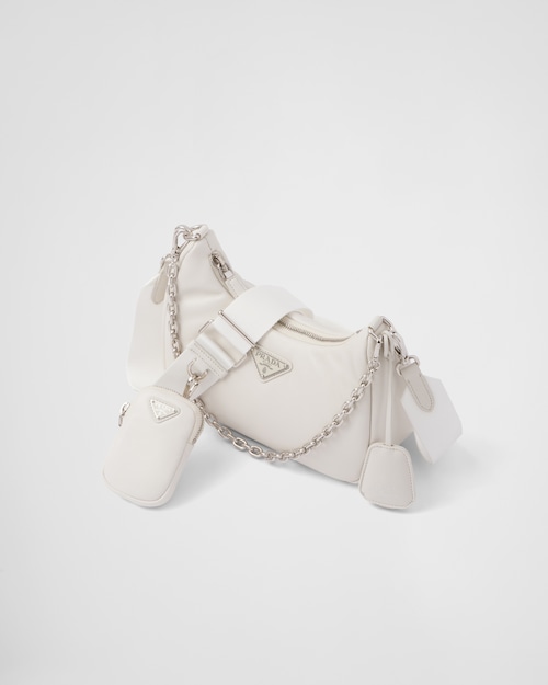 Padded nappa-leather PP Re-Edition shoulder bag - White