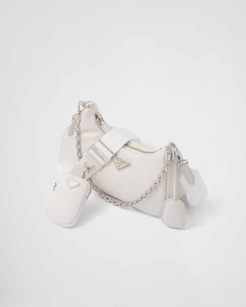 Padded nappa-leather PP Re-Edition shoulder bag - White