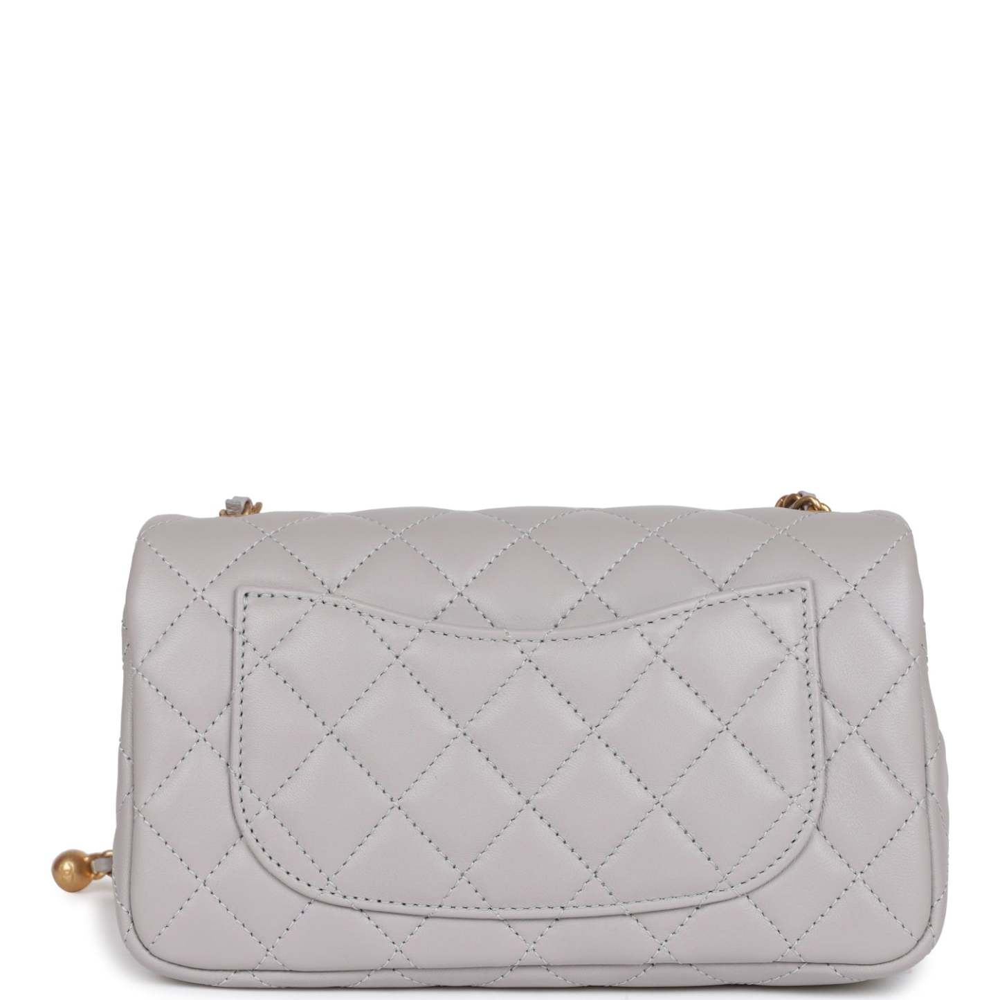 CC Pearl Crush Mini Rectangular Flap Bag Light Grey Lambskin Antique Gold Hardware