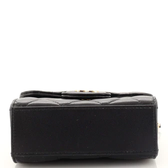 CC Square Classic Flap Top Handle Clutch with Chain Quilted Lambskin