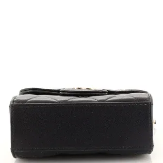 CC Square Classic Flap Top Handle Clutch with Chain Quilted Lambskin