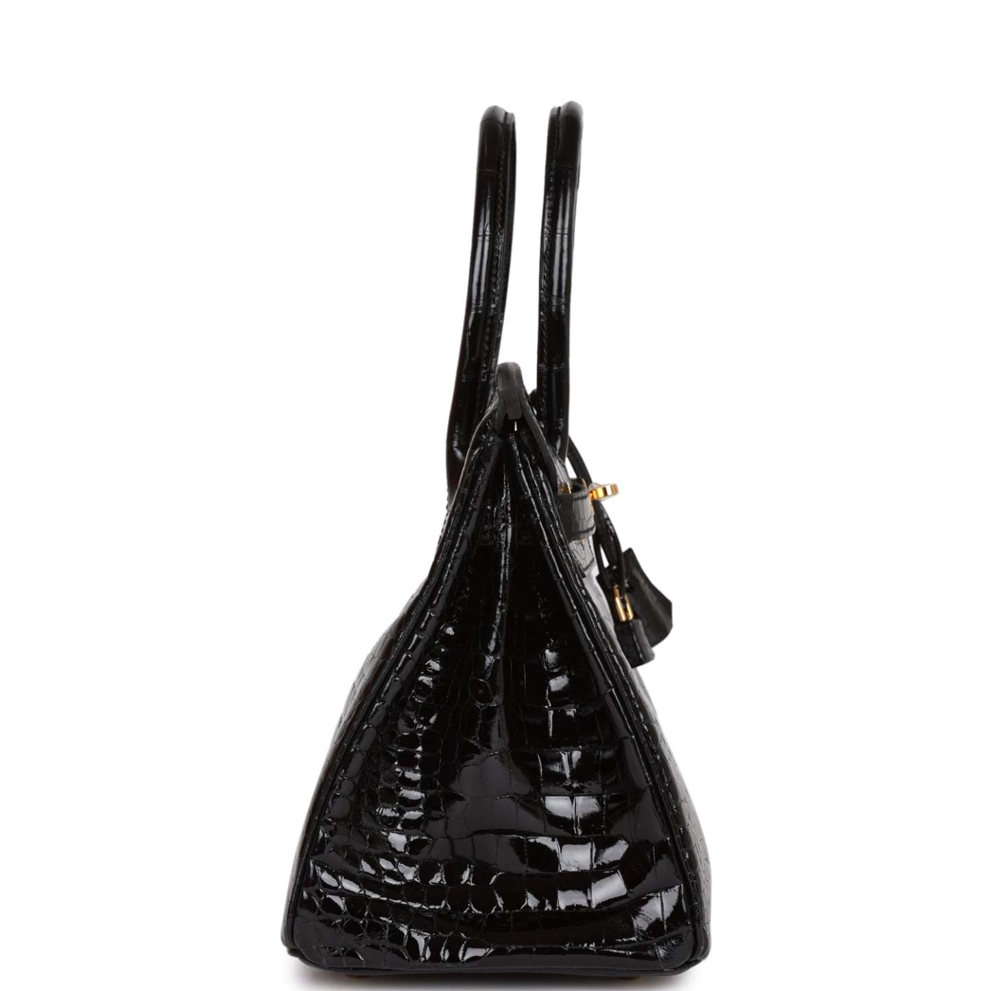 H Birkin 30 Black Shiny Niloticus Crocodile Gold Hardware