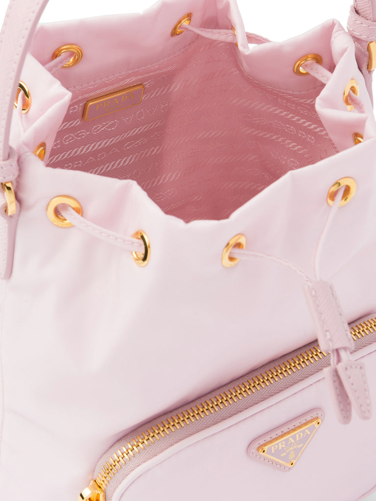PP Duet Re-Nylon Bucket Shoulder Bag in Alabaster Pink