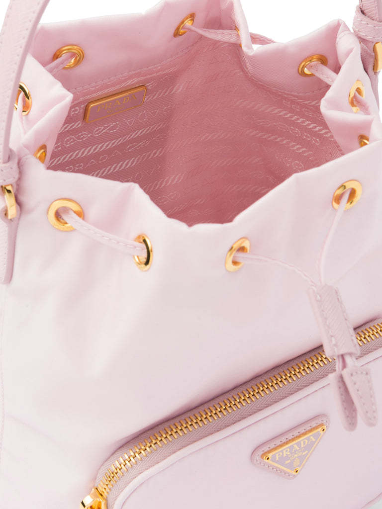 PP Duet Re-Nylon Bucket Shoulder Bag in Alabaster Pink