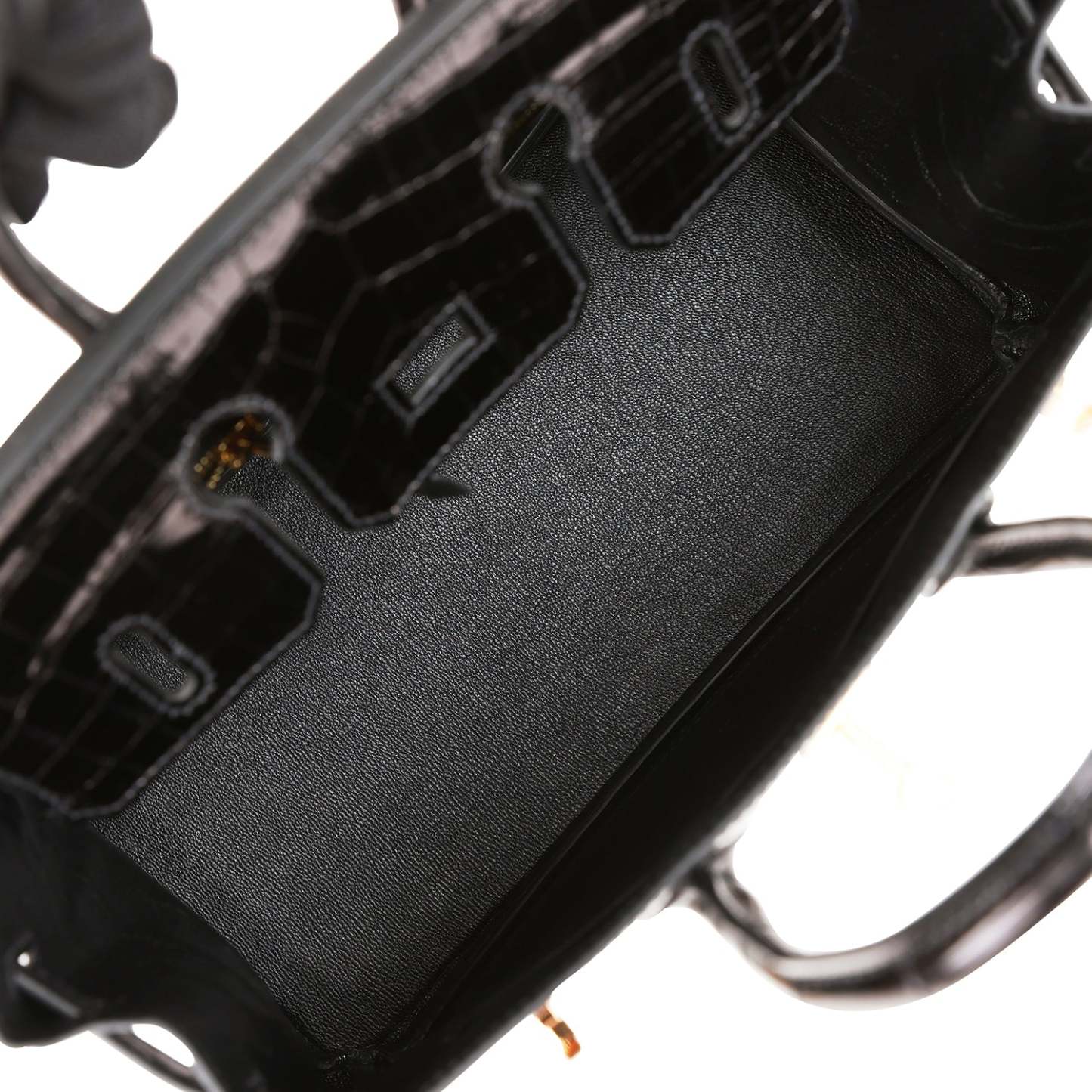 H Birkin 25 Black Shiny Niloticus Crocodile Gold Hardware