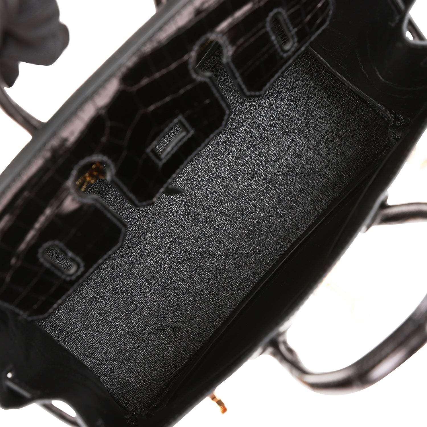 H Birkin 25 Black Shiny Niloticus Crocodile Gold Hardware