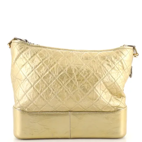 CC Gabrielle Hobo Quilted Metallic Aged Calfskin Large