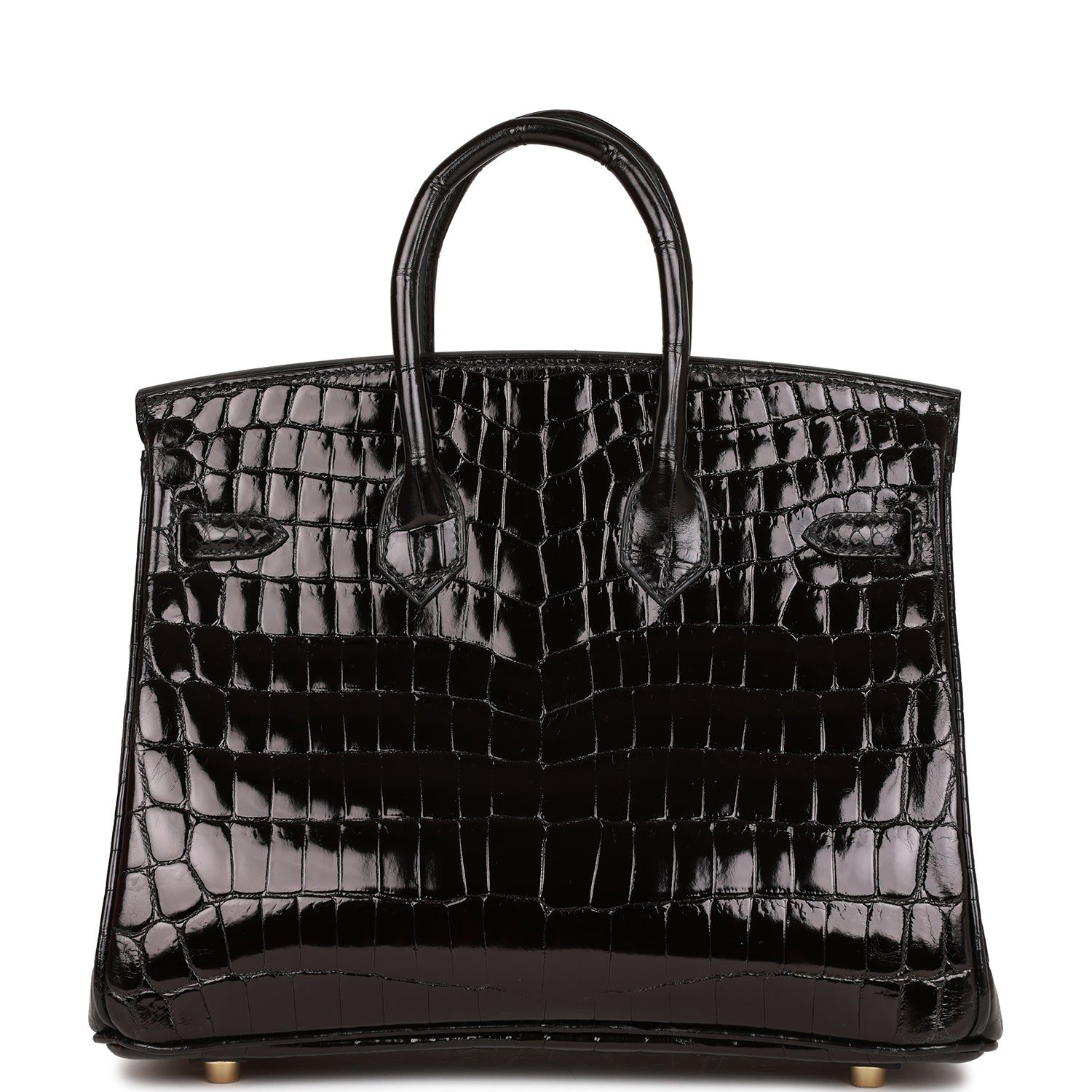 H Birkin 25 Black Shiny Niloticus Crocodile Gold Hardware