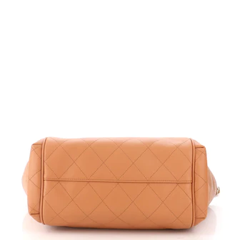 CC Open Shopping Tote Stitched Leather Large