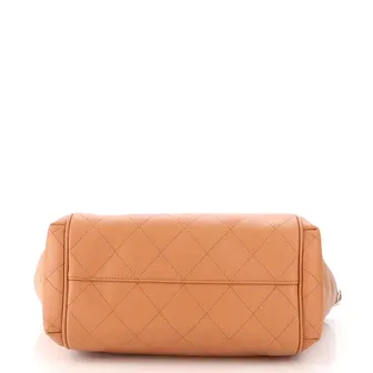 CC Open Shopping Tote Stitched Leather Large