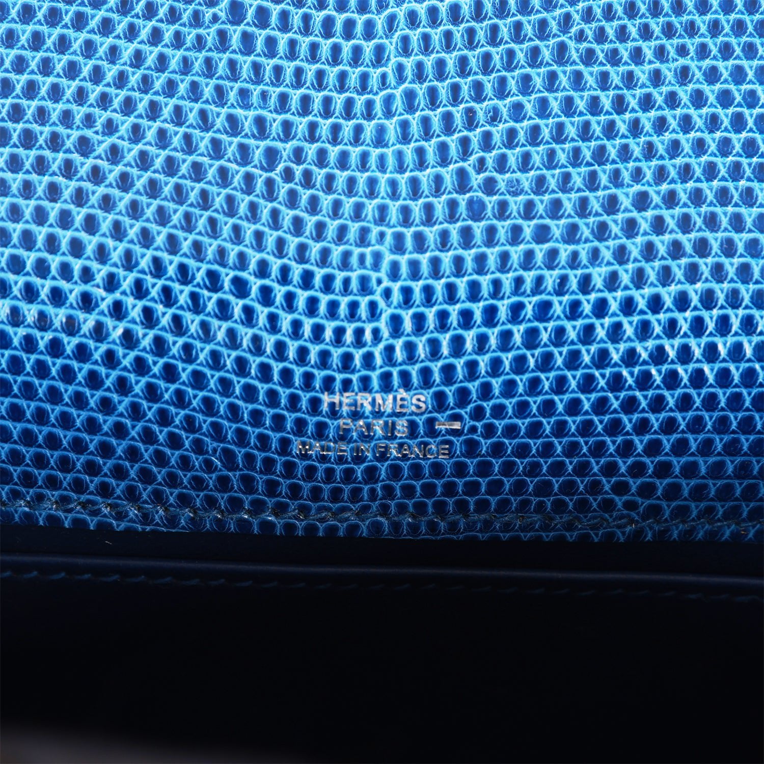 H Kelly Pochette Bleu Saphir Lizard Palladium Hardware