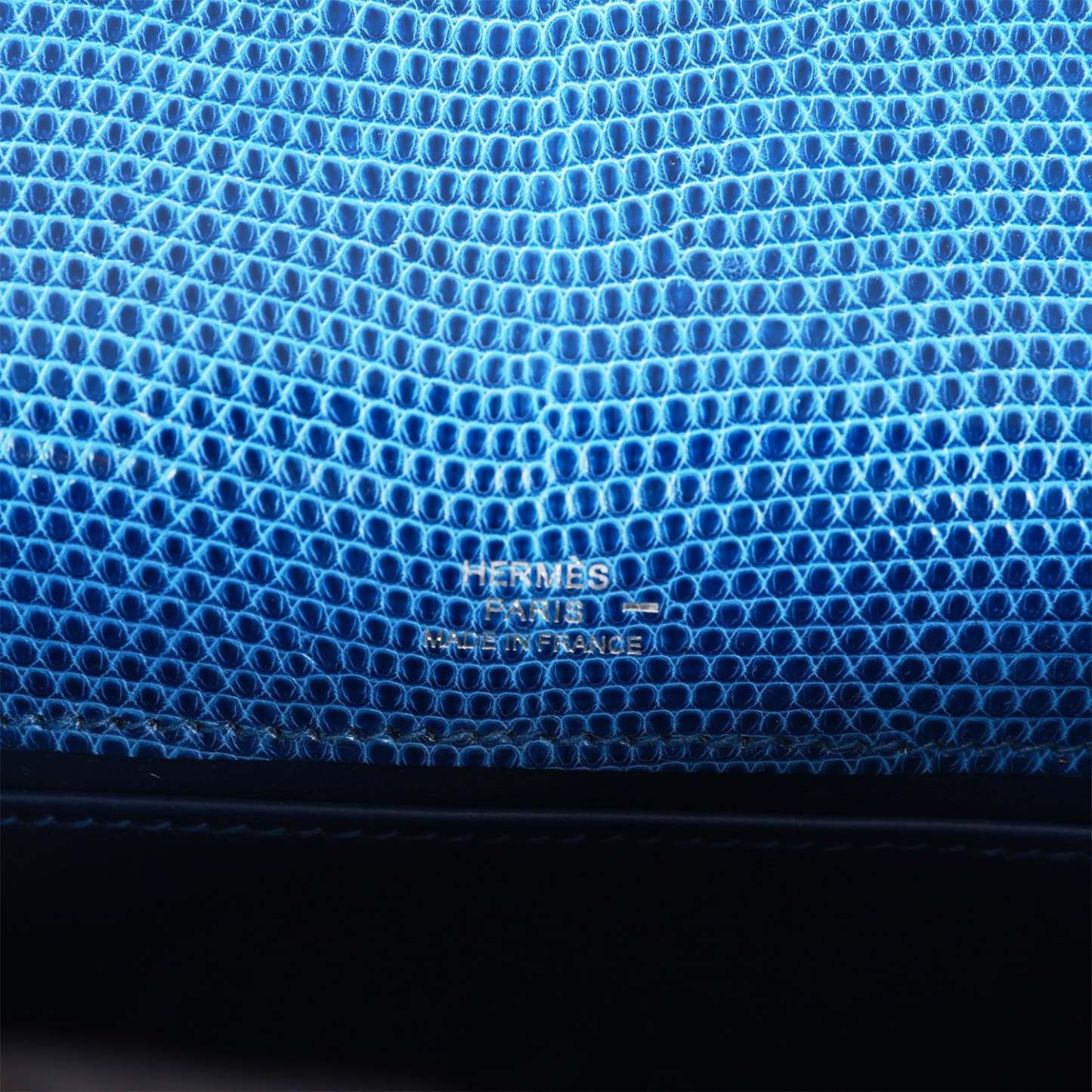 H Kelly Pochette Bleu Saphir Lizard Palladium Hardware