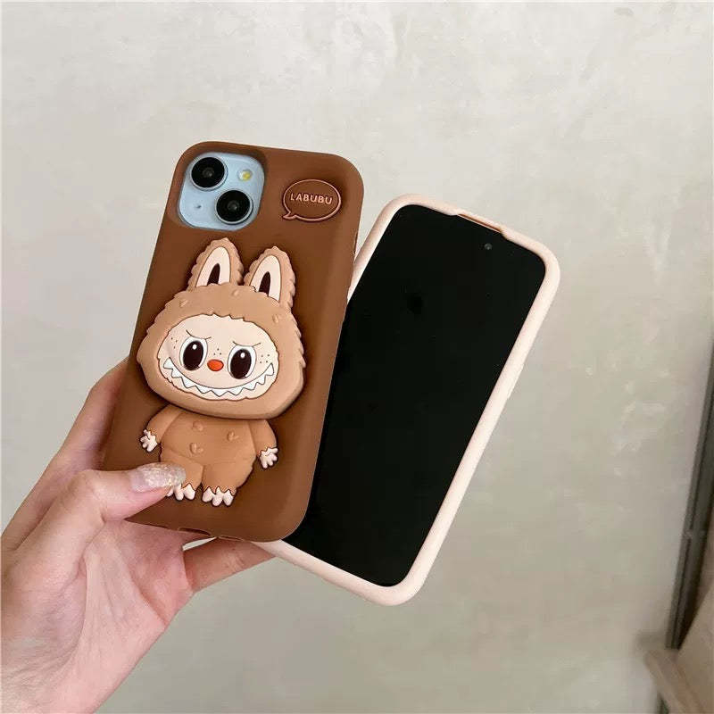 cute-cartoon-labubu-zimomo-silicone-with-stand-brown-pink-iphone-case-8529
