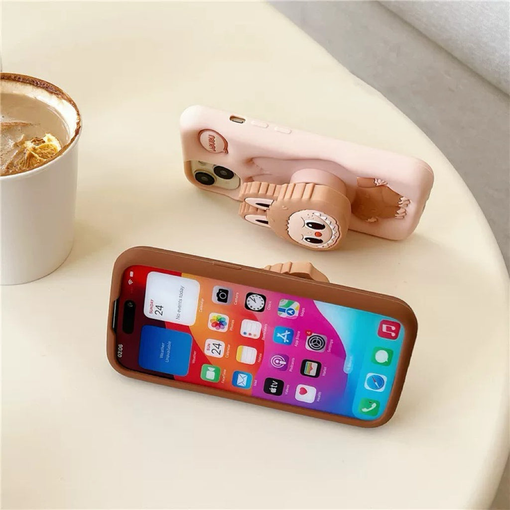 cute-cartoon-labubu-zimomo-silicone-with-stand-brown-pink-iphone-case-8529