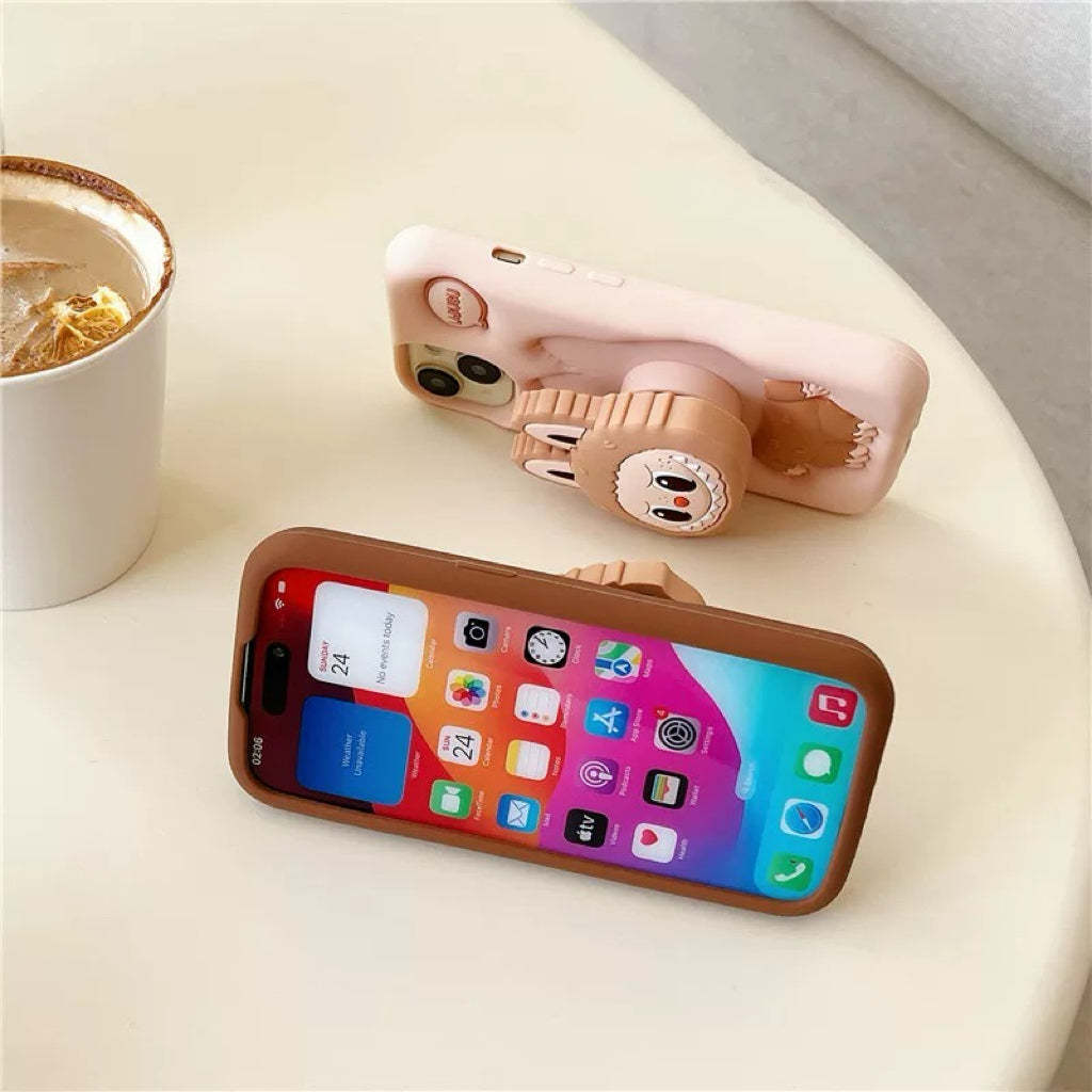 cute-cartoon-labubu-zimomo-silicone-with-stand-brown-pink-iphone-case-8529