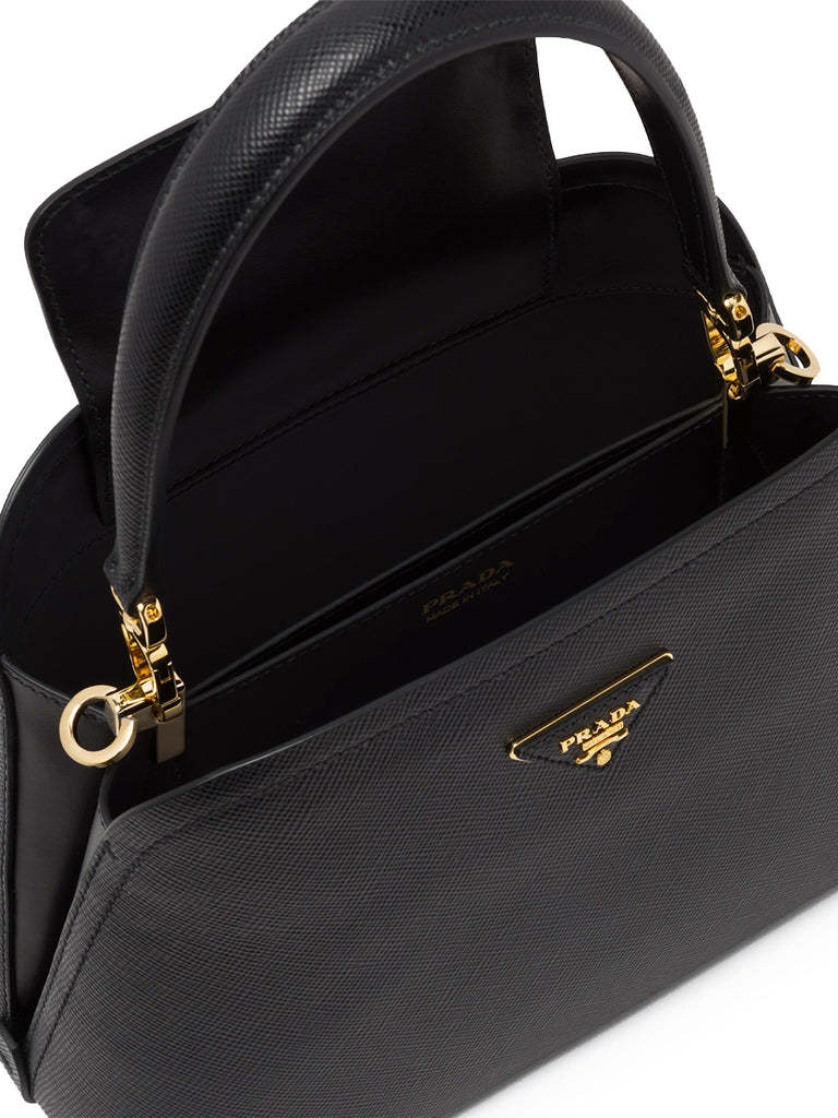 PP Medium Saffiano Leather PP Matin��e Bag in Black