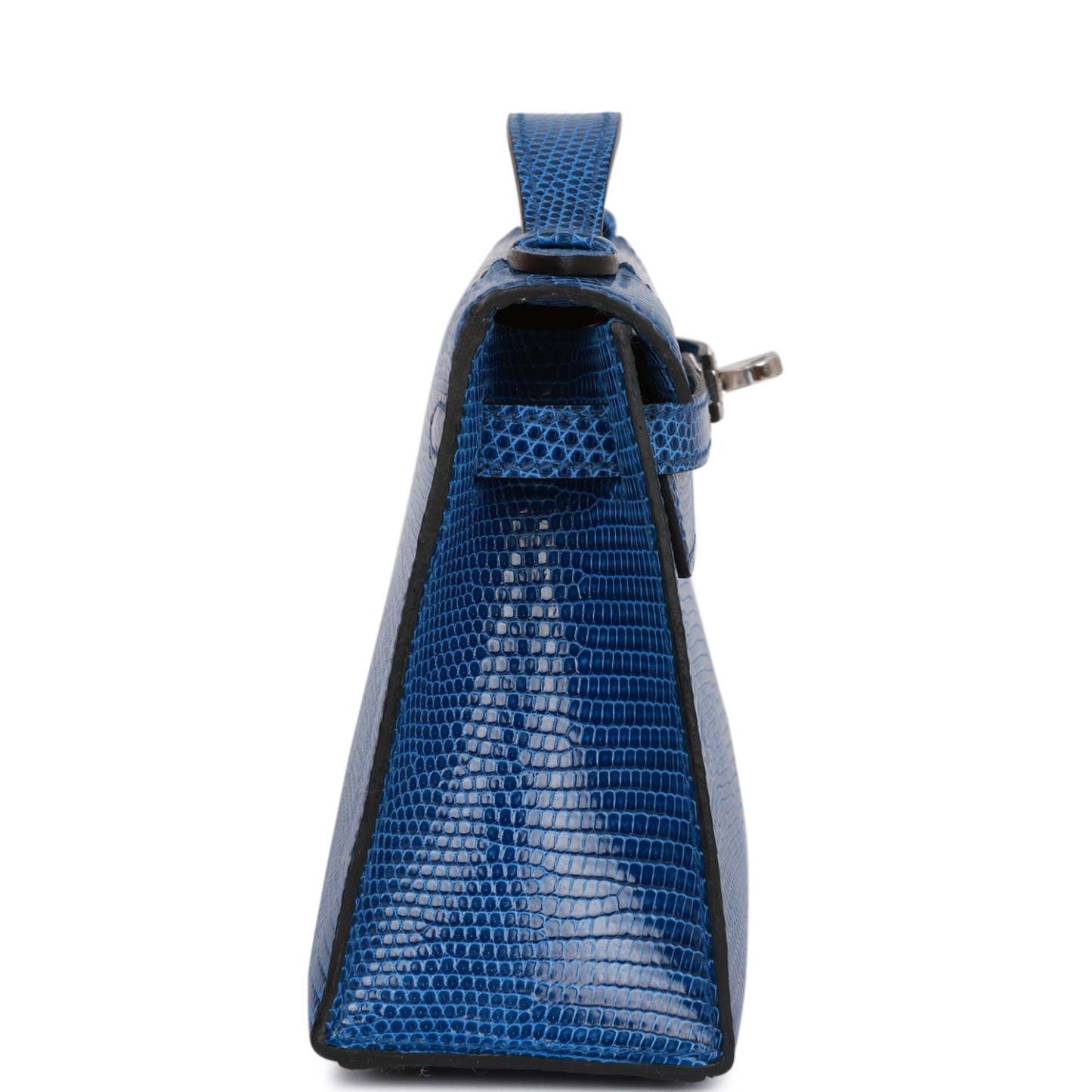 H Kelly Pochette Bleu Saphir Lizard Palladium Hardware