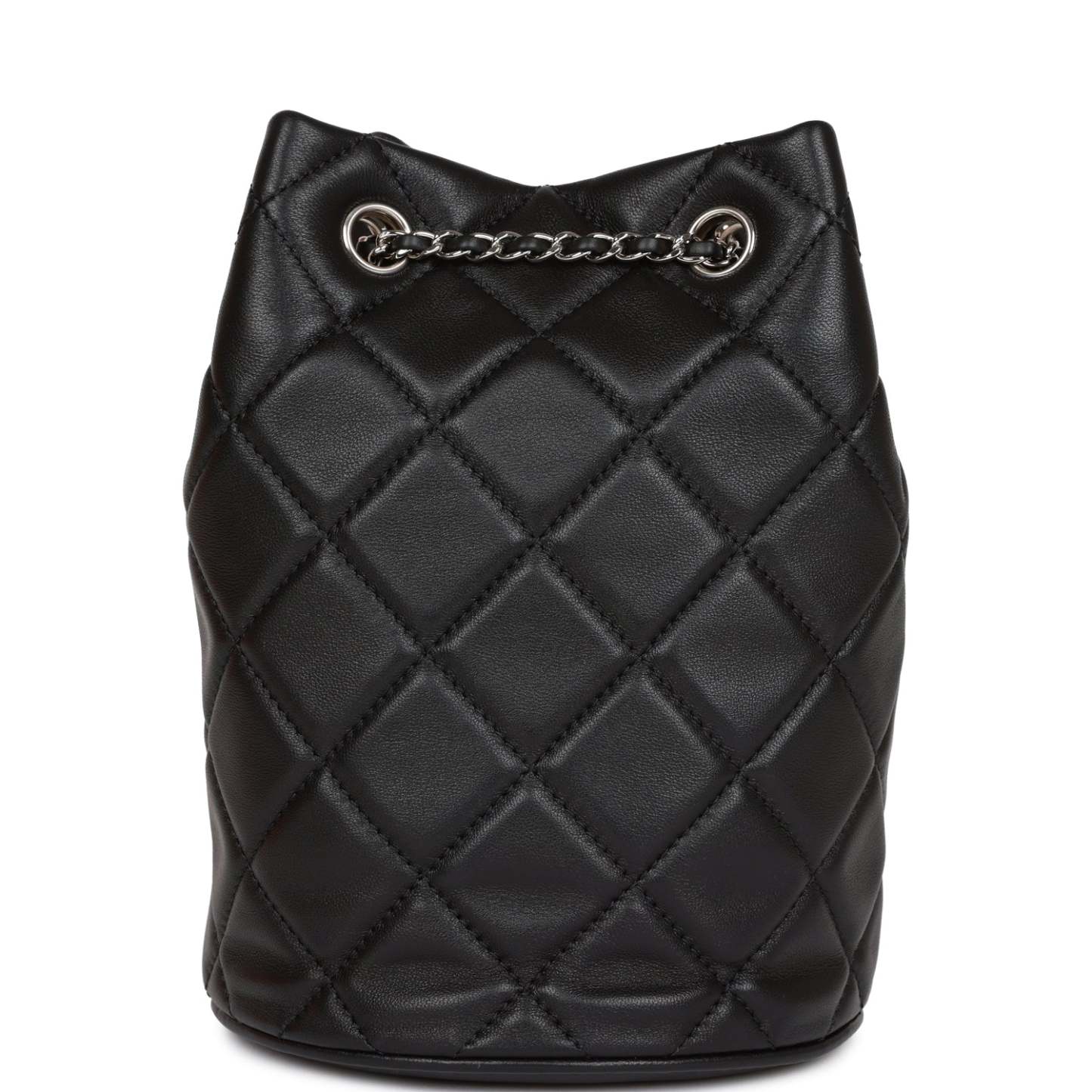 CC Mini Bucket Bag Black Lambskin Silver Hardware