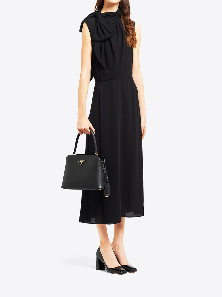 PP Medium Saffiano Leather PP Matin��e Bag in Black