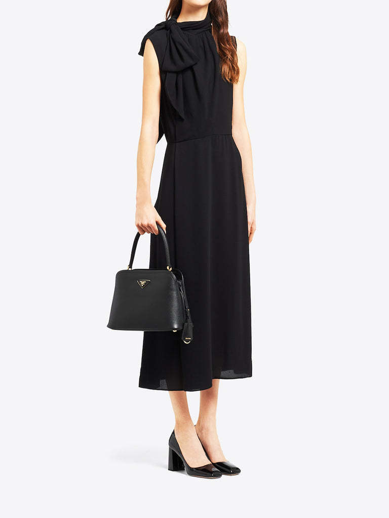 PP Medium Saffiano Leather PP Matin��e Bag in Black