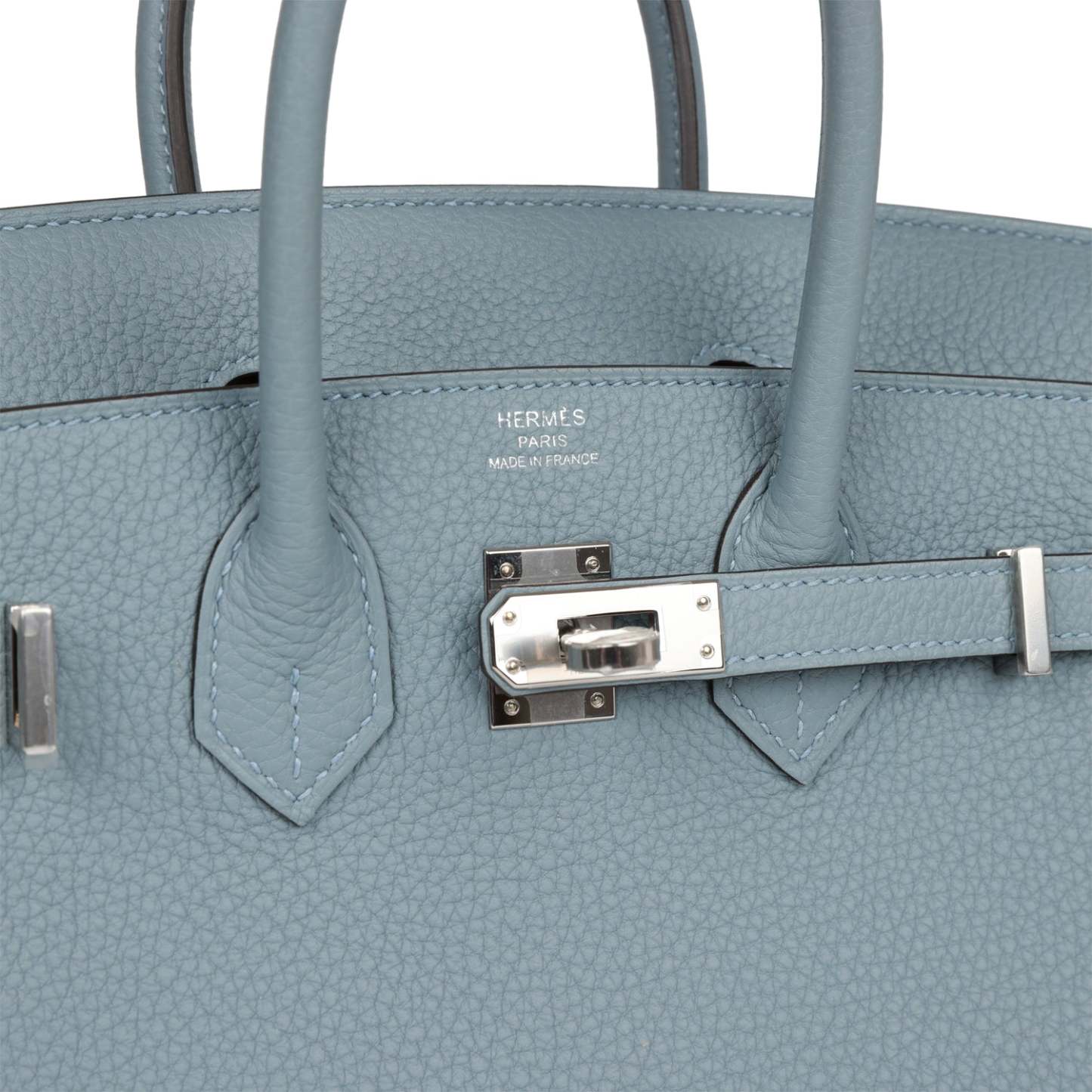 H Birkin 25 Bleu Lin Verso Togo Palladium Hardware