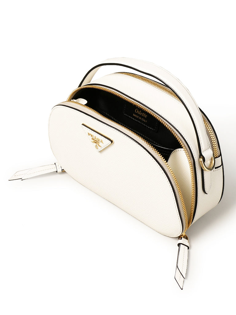 PP Saffiano Leather Odette Bag in White