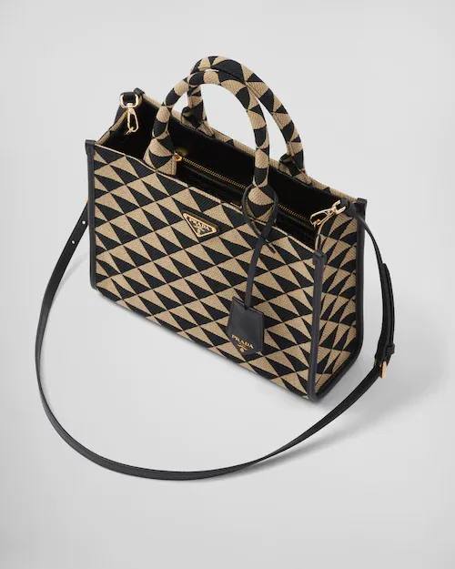 PP Small Symbole embroidered fabric handbag