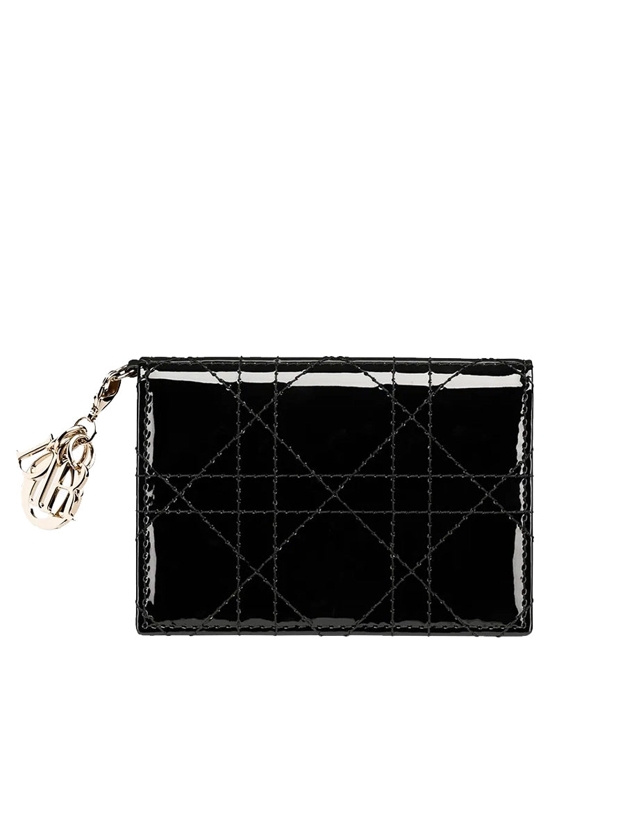d-lady-d-flap-card-holder-in-black-patent-cannage-lambskin-8375
