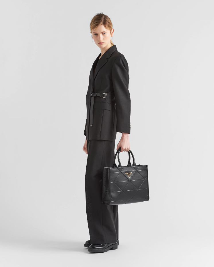 PP Medium leather Symbole bag with topstitching - Black