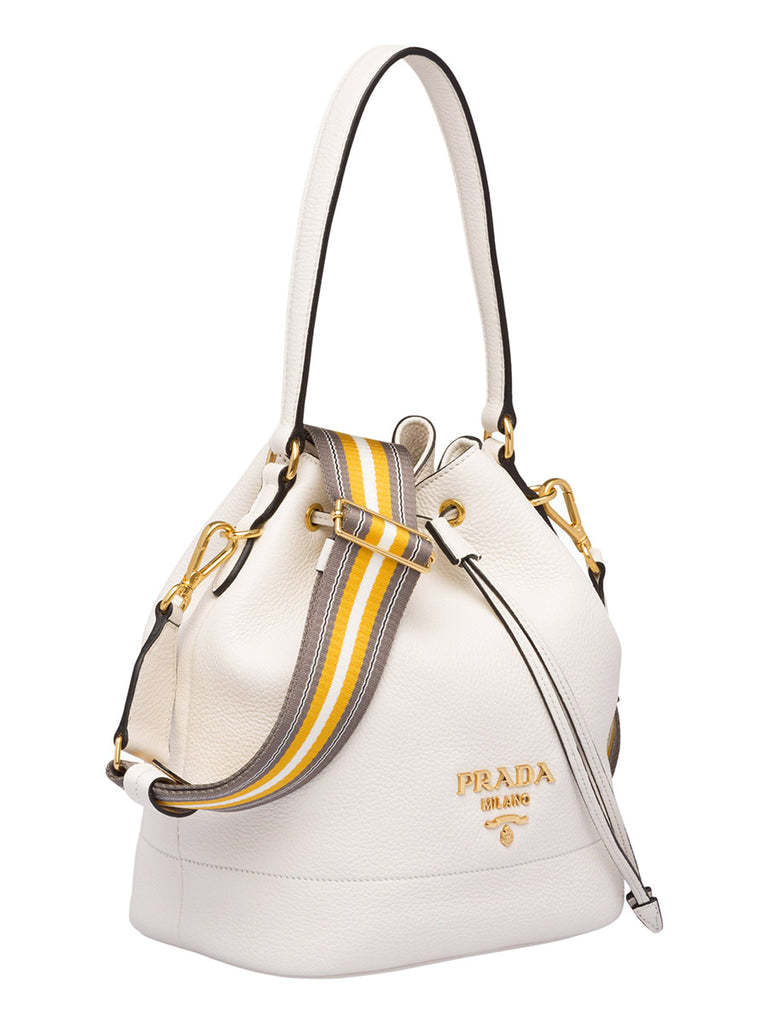 PP Leather Bucket Bag in White