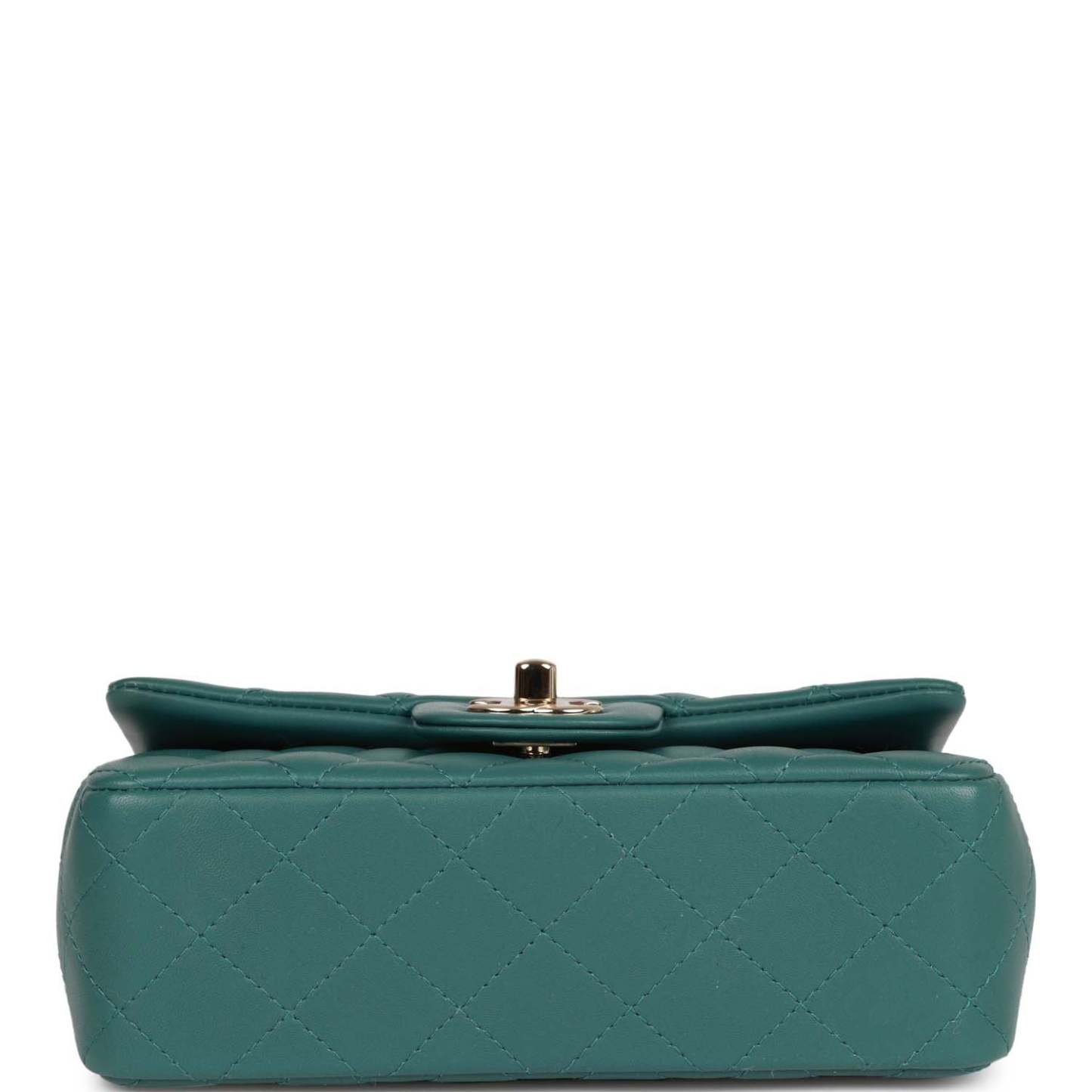 CC Mini Rectangular Flap Bag Green Lambskin Light Gold Hardware