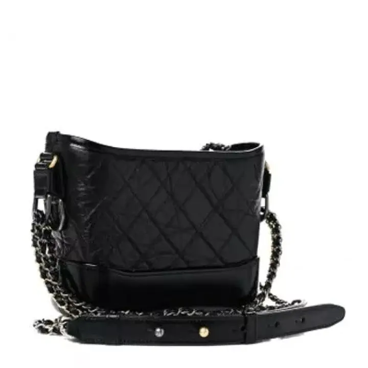 CC Aged Calfskin Quilted Small Gabrielle Hobo Black